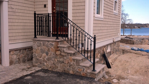 Wrought iron railings, MA, RI, custom ornamental exterior ironwork, custom iron balconies, outdoor hand railings